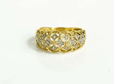 Lot 121 - A 14ct gold and diamond lace effect ring, the...
