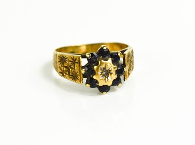 Lot 84 - A vintage 9ct gold ring with central chip...