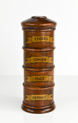 Lot 574 - A late 19th century treen spice tower of...