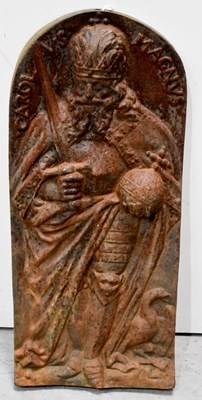 Lot 551 - A cast iron plaque depicting Charlemagne...