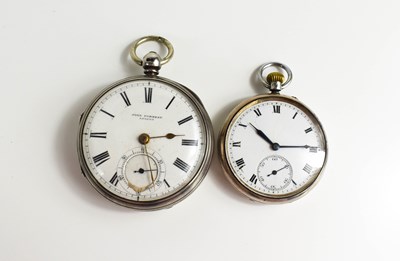 Lot 297 - Two silver pocket watches to include an...