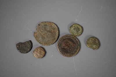 Lot 341 - A small group of token and coins to include...