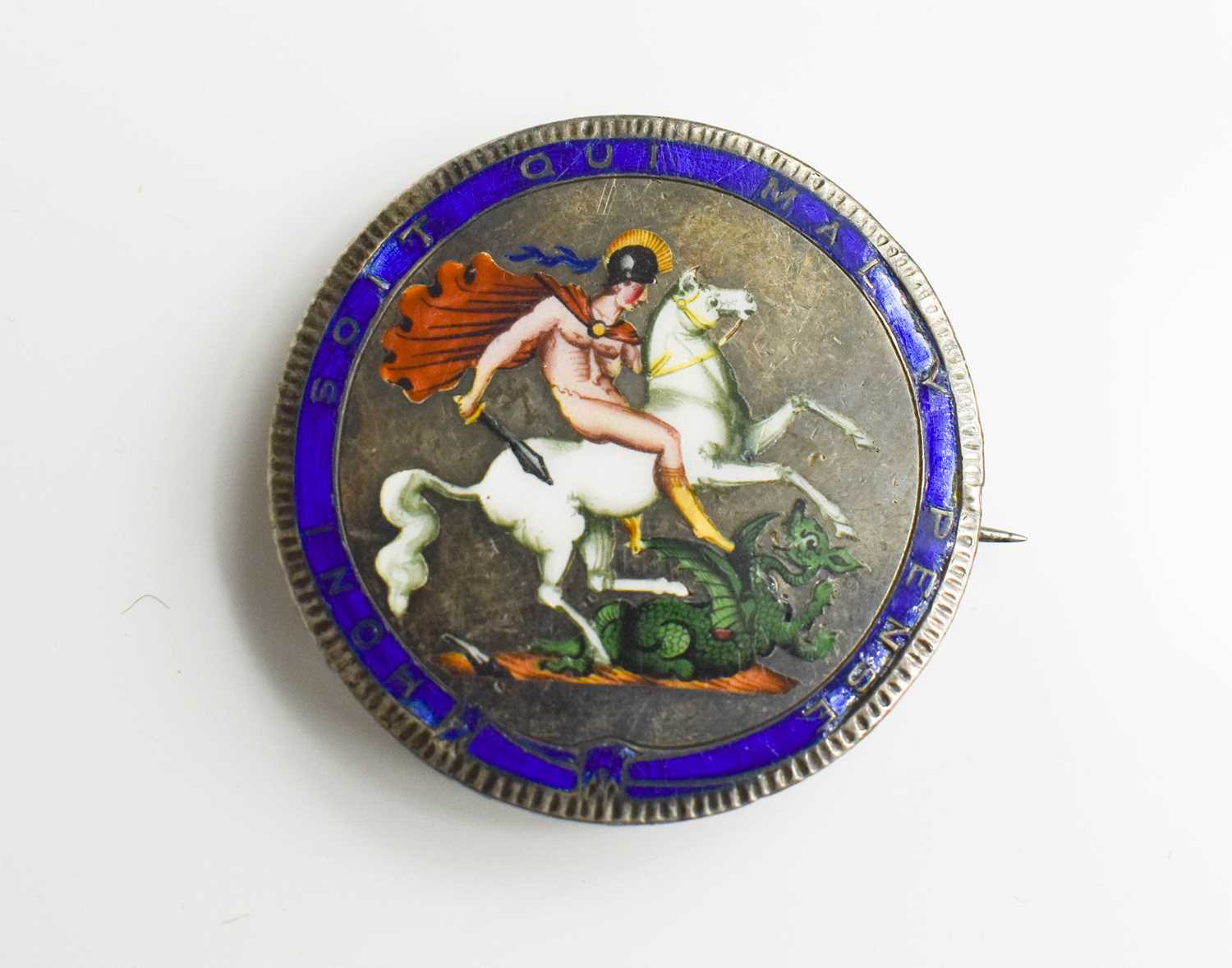 Lot 210 An 1819 crown enamelled and mounted as a