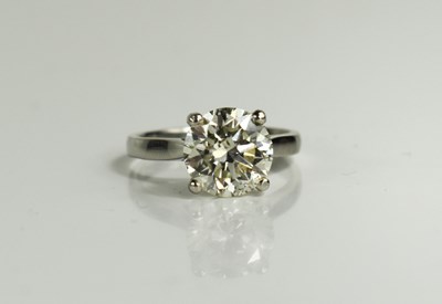 Lot 180 - A stunning platinum and diamond solitaire ring,...
