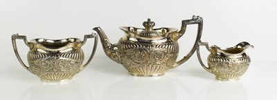 Lot 348 - A silver plated tea set with emblems of...