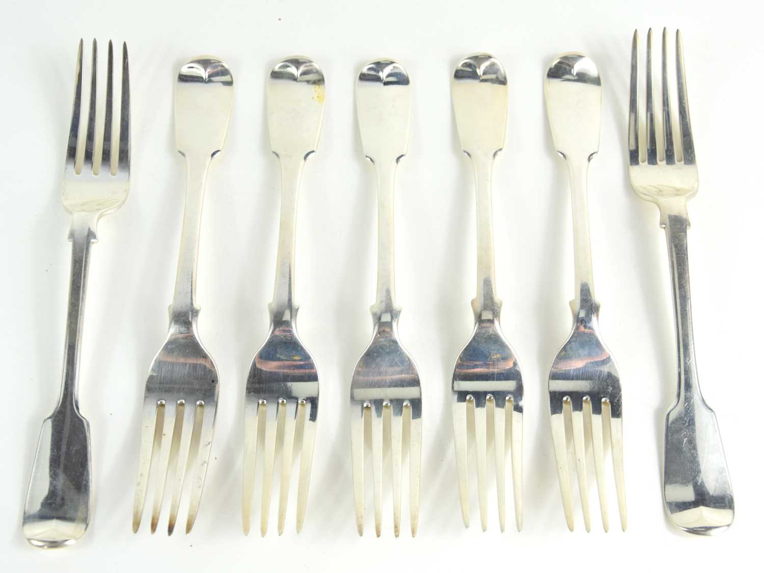 Lot 429 - Seven Victorian silver dessert forks,...