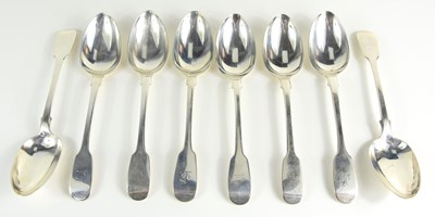 Lot 437 - Eight Victorian silver table spoons,...