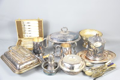 Lot 414 - A quantity of silver plate to include trays,...