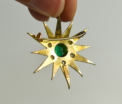 Lot 8 - An Edwardian 9ct gold, emerald and seed pearl...