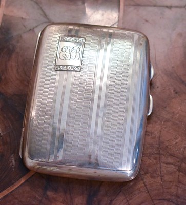 Lot 285 - A silver cigarette case, engraved Edith J...