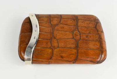 Lot 434 - A vintage crocodile skin and silver mounted...