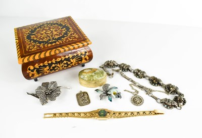 Lot 222 - A jewellery box including marcasite and 800...