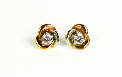 Lot 192 - A pair of 9ct white, yellow and rose gold...