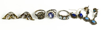 Lot 250 - Three pairs of earrings, and three silver...