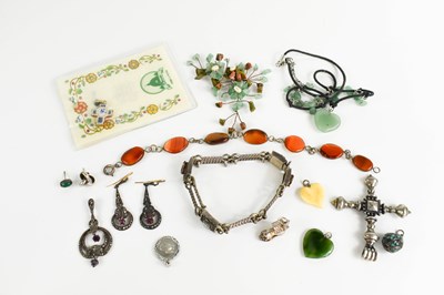 Lot 253 - A group of jewellery, to include silver cross,...