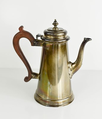 Lot 389 - A silver coffee pot, with wooden handle,...