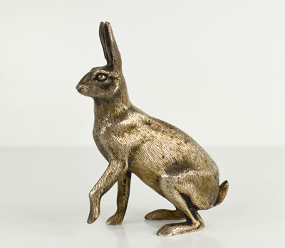 Lot 454 - A solid silver hare, engraved with fine detail,...