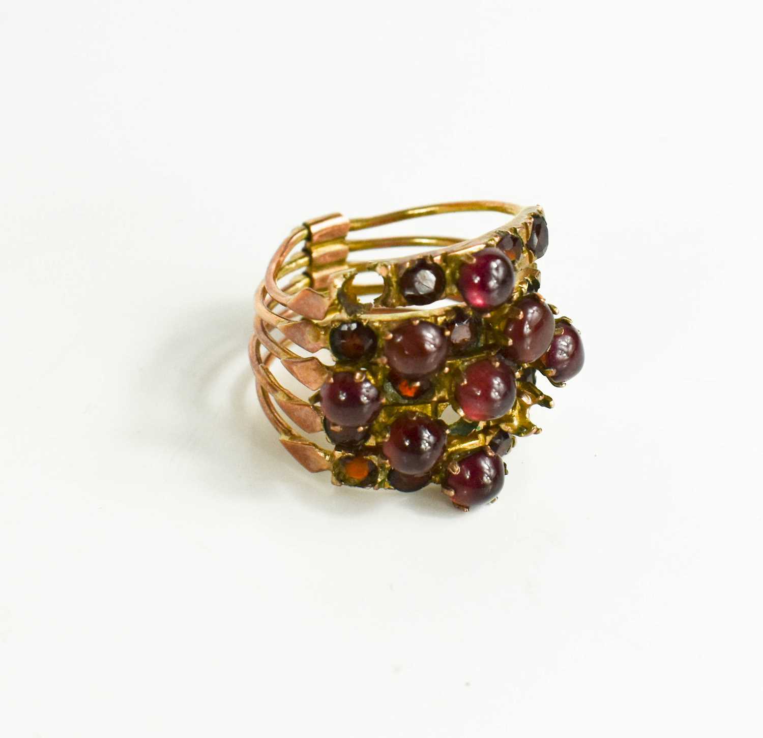 Lot 38 - A Georgian rose gold (unmarked) garnet and...