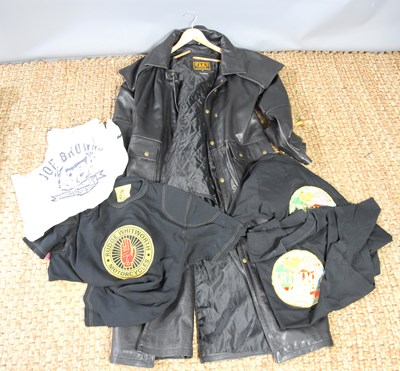 Lot 272 - A JTS biker clothing black leather jacket,...