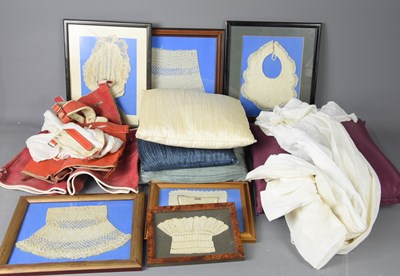 Lot 67 - A group of framed antique lace to include a...
