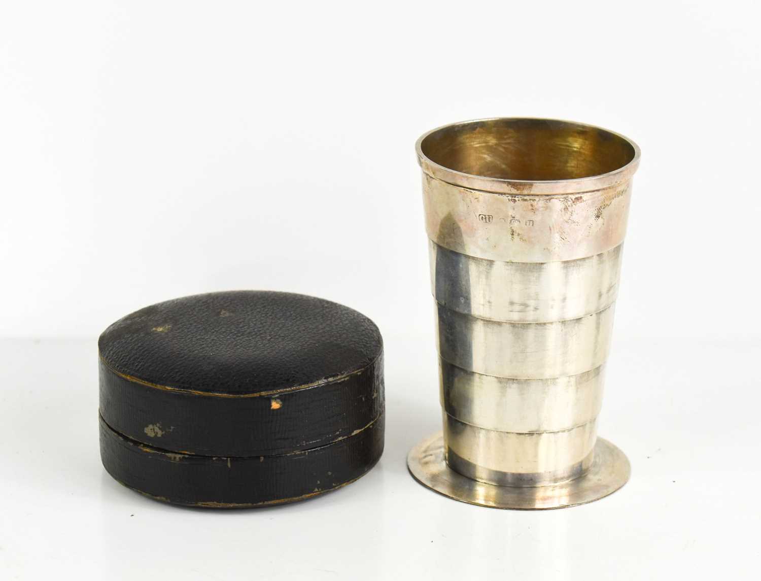 Lot 197 - A silver five tiered collapsible stirrup cup,...