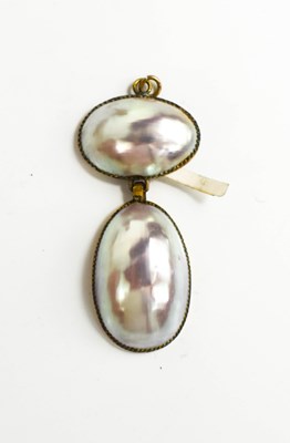 Lot 17 - A Georgian gilt metal and pearl pendant, 4½cm...