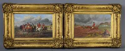 Lot 33 - A pair of 19th century oil on board hunt...