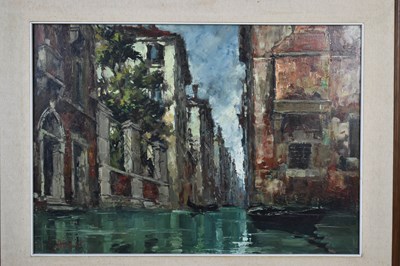 Lot 24 - G Abatti (20th century): Venetian scene, oil...