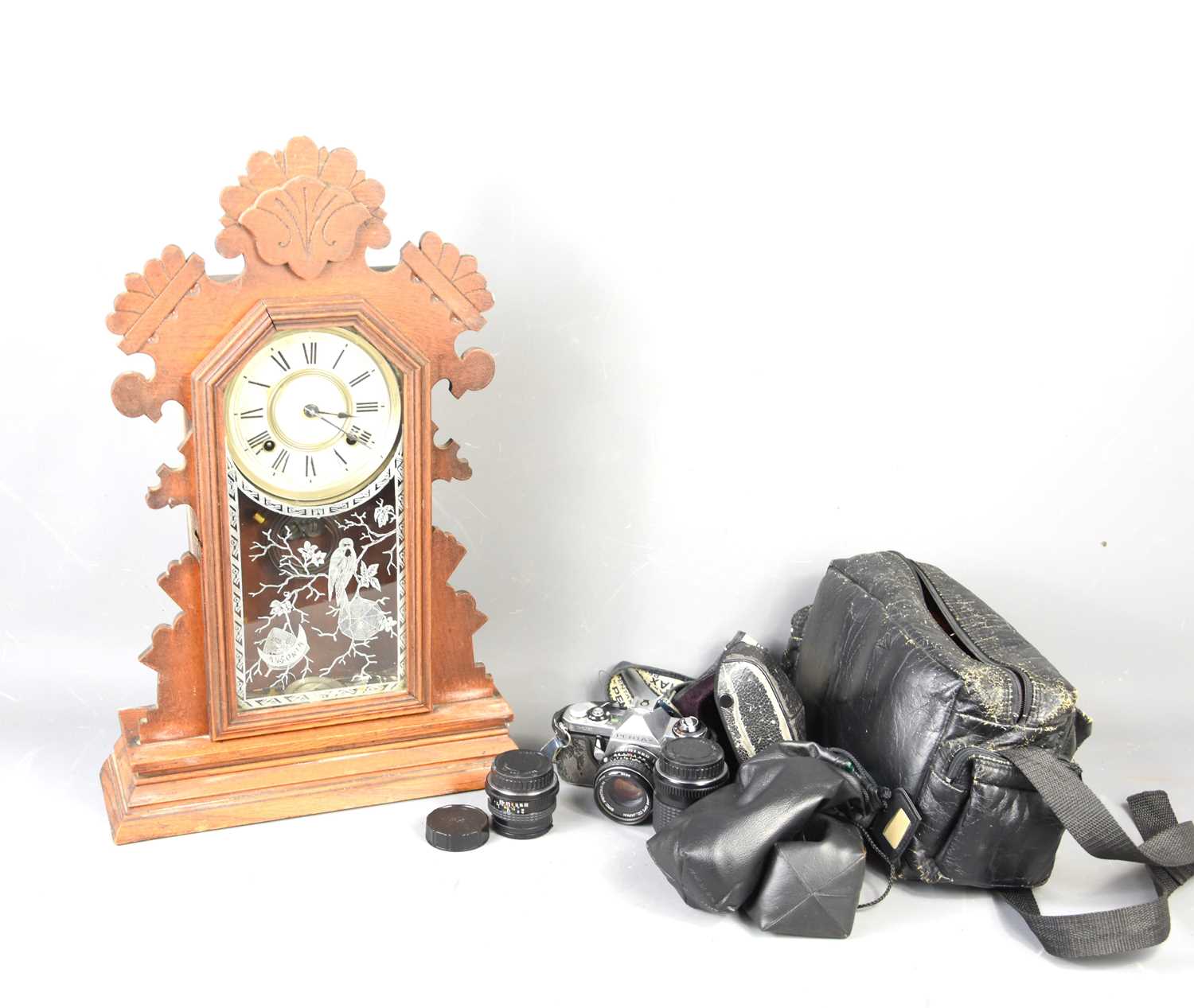 Lot 345 - An Ansonia Company bracket clock, the etched