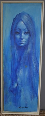 Lot 89 - Sarah Leighton Jones, Girl in Blue, oil board,...