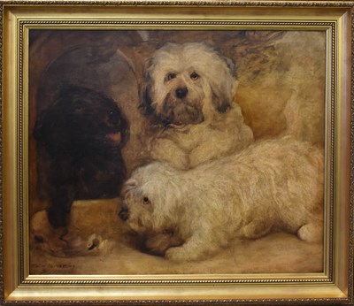 Lot 13 - Walter Harrowing (19th century): three dogs...