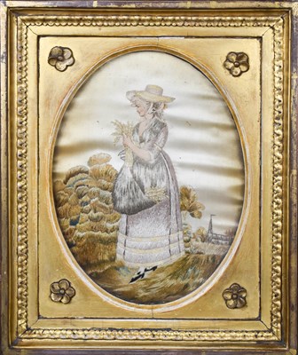 Lot 93 - A Victorian silk embroidered depicting a lady...