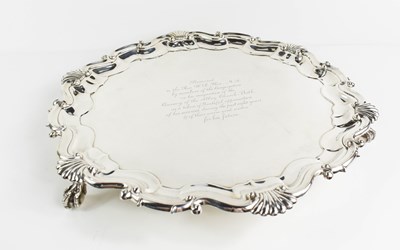 Lot 163 - A solid silver salver, Sheffield 1916, with...