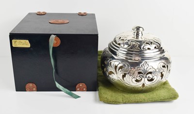 Lot 159 - A silver 800 grade pot pouri and cover, the...