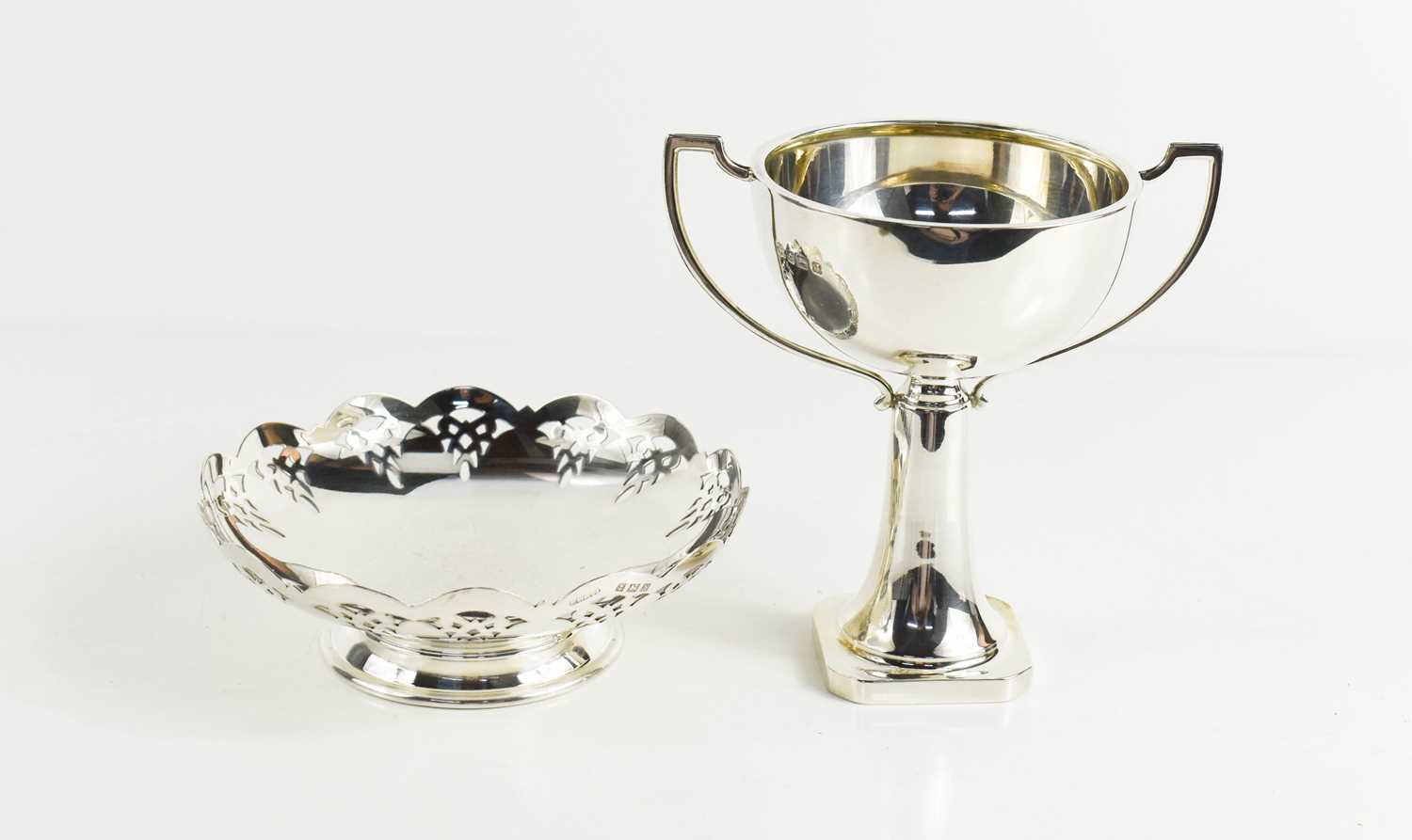 Lot 139 - A silver twin handled trophy, and a silver...