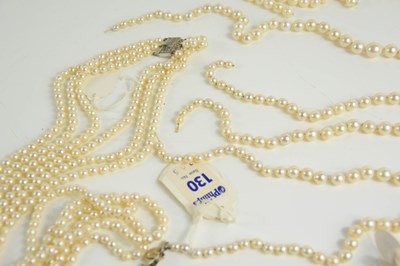 Lot 295 - A selection of pearl necklaces, to include a...