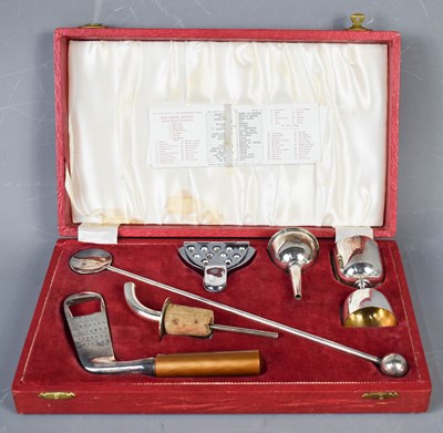 Lot 113 - A silver plated vintage Cocktail making set,...