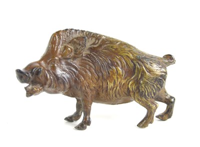 Lot 238 - A cold painted bronze boar, 12cm by 7cm.