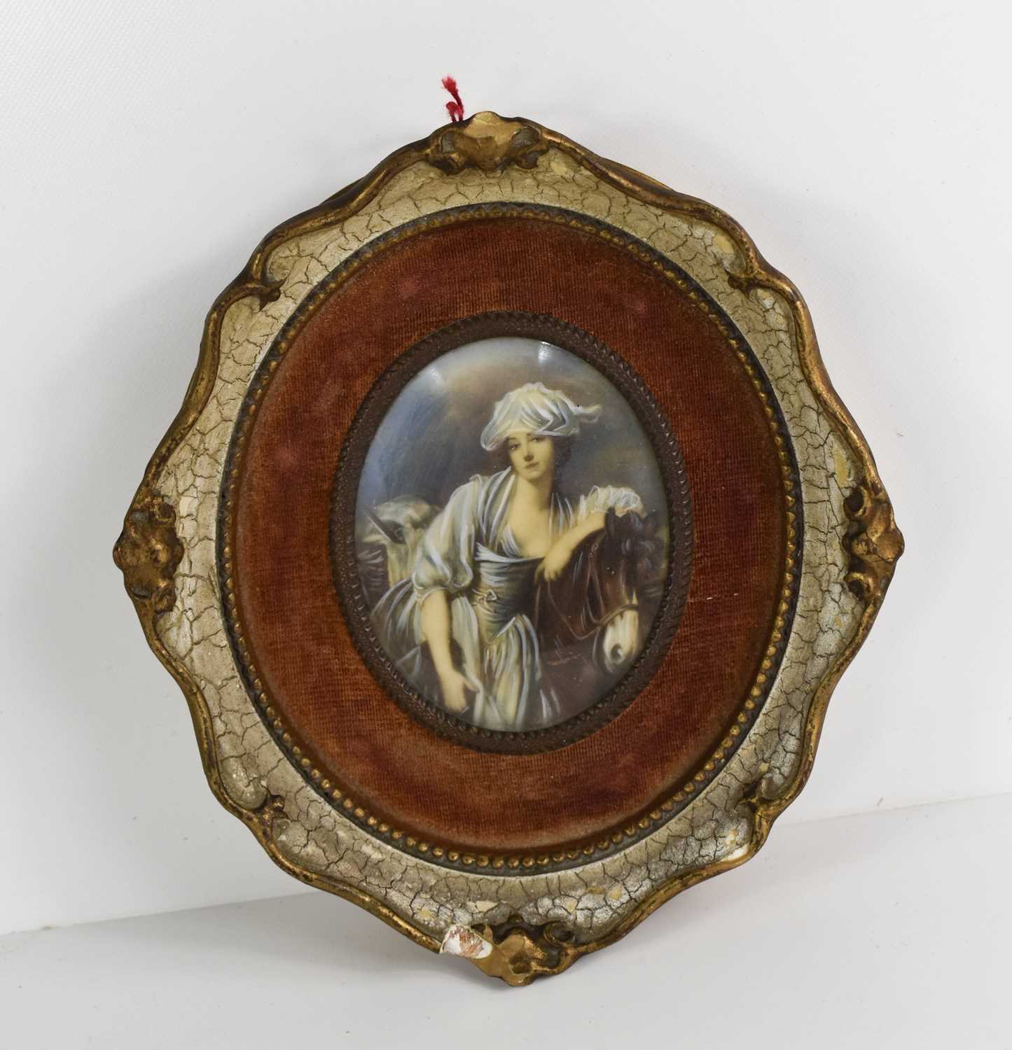 Lot 57 - A portrait miniature, printed and overpainted...