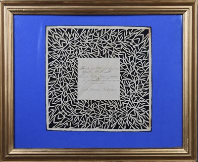 Lot 118 - A Victorian lovers papercut pattern, the...