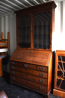 Lot 488 - A 19th Century mahogany bureau bookcase, the...