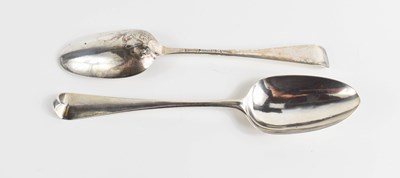 Lot 369 - A pair of early George III serving spoons in...