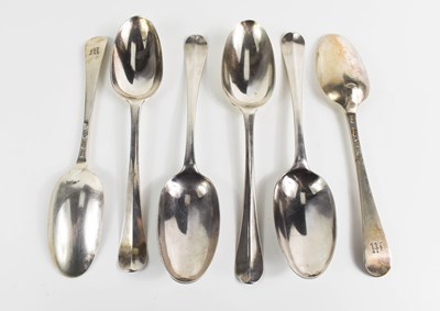 Lot 308 - A set of six George II silver tablespoons, in...