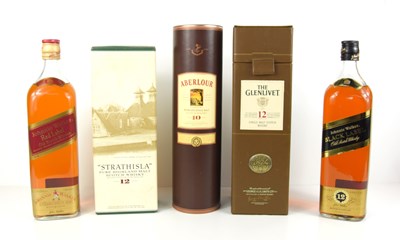 Lot 96 - A group of whiskeys to include Glenlivet 12yr...