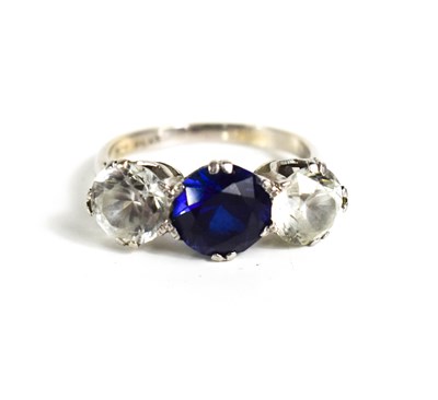 Lot 322 - A 9ct white gold, platinum, sapphire and paste...