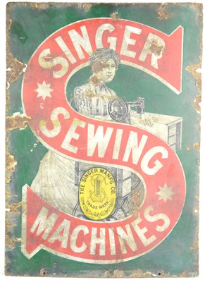 Lot 91 - A vintage tin and enamel Singer Sewing Machine...