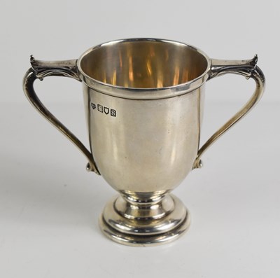 Lot 367 - A silver twin handled trophy by the Goldsmiths...