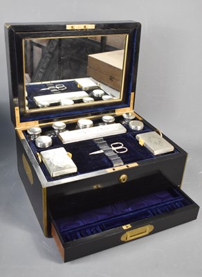 Lot 359 - A Victorian ebonised vanity case, with brass...