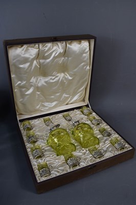 Lot 356 - A fine Edwardian cased cut glass liquor set,...