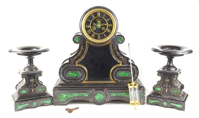 Lot 403 - A 19th century French clock garniture...